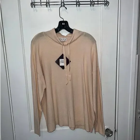 New Ava & Viv pullover knit drawstring sweater cream size 1X - Picture 1 of 5
